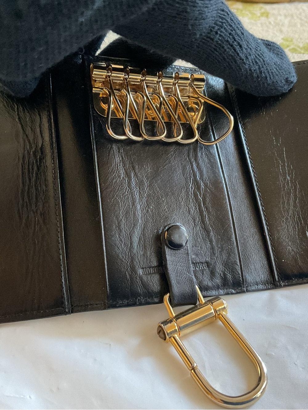 MONTBLANC Black Smooth Leather Tri-fold Key Case/ Wallet- Swiss Made - Picture 4 of 10
